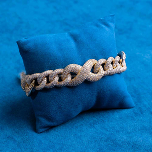 Nueva llegada diseño cubano enlace infinito pulsera 925 joyería de plata para Unisex VVS moissanite pulsera de diamantes con chapado en oro - Product Image 1