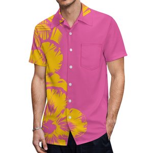 Factory Wholesale Green Polynesian Tribal Aloha Print <b>Men's</b> Short Sleeve Button Down <b>Hawaiian</b> <b>Shirt</b> with Chest Pocket Customized - Product Image 3