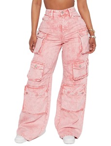 Pantalon cargo décontracté taille mi-haute classique en velours côtelé à jambes larges pour femme, respirant, pour l'extérieur, OEM DRYTEC, haute qualité, collection 2026 - Product Image 2