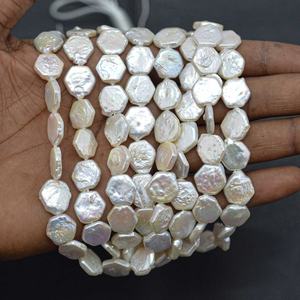 Collar de Perlas de Agua Dulce Naturales de Color Blanco de 10 mm y 12 mm, Forma Hexagonal Irregular, Perlas Reales, Joyería Personalizada de Proveedor - Product Image 3