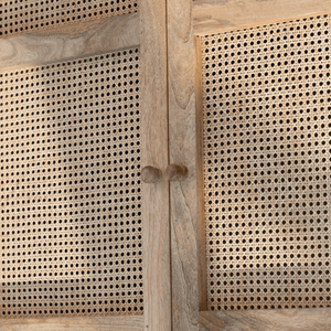 Armoire à portes en rotin Vandana Vesta Flux, design moderne en bois massif tressé naturel, meuble de rangement - Product Image 3