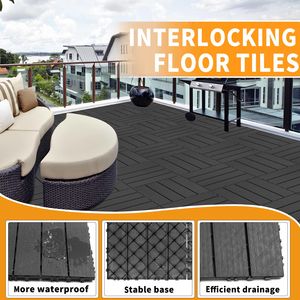 Piastrelle in plastica ad incastro grigio chiaro 11.8 \ "x11.8 \" (confezione 44) Pavimenti esterni impermeabili per giardino davanti/retro - Product Image 5