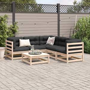 Ensemble de canapés de patio modulaires en bois de pin massif anthracite, 6 pièces, canapés de jardin - Product Image 3