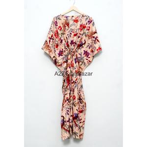 Caftán 100% Hecho a Mano, Ecológico, de Algodón, para Mujer, con Estampado Floral Indio, Cintura Natural, Corte Ajustado, Ropa Casual de Verano y Primavera - Product Image 6