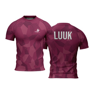 OEM ODM Crew Neck <b>Short</b> Sleeve Quick Dry Polyester Gym Shirt Regular Fit All Seasons Front Logo Custom Made <b>Compression</b> Wear - Product Image 1