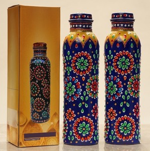 Botella de Agua de Cobre con Diseño de Mosaico de Puntos Hecha a Mano, Botella de Cobre Puro para Beber, Frasco de Cobre con Diseño Artístico de Puntos - Product Image 6