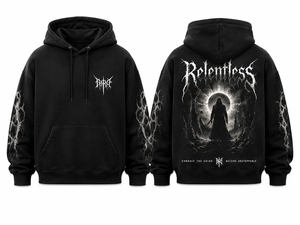 Relentless Gothic Hoodie <b>Men</b> Black Cotton Printed Design Regular Fit Autumn Wear - Product Image 1