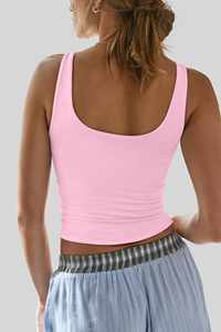 Top sin mangas con tirantes para mujer, acanalado, a la moda, con doble forro, cuello en V, informal de verano, básico, 2026, moderno, para hacer ejercicio o salir. - Product Image 4