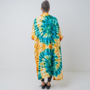 2025 nouveau produit main cravate teinture Kimono veste vacances Boho coupe ample veste vêtements de plage couvrir vacances d'été femmes Kimono Robe - Product Image 2