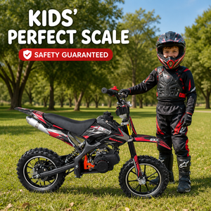 Mini moto à essence noire de 49 cm³ avec démarrage manuel, moto à 2 temps pour enfants, course et divertissement, moto tout-terrain pour enfants - Product Image 3