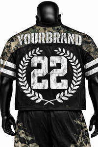 Maillot de football américain 100 % polyester, design unique bleu marine et vert fluo, maille respirante à manches courtes - Product Image 5