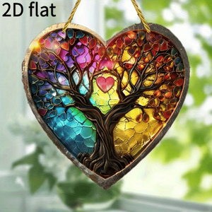CIFbuy Atrapasoles Acrílico Colorido, Diseño Árbol de la Vida y Corazón, Estilo Vitral, Arte Colgante para Pared y Ventana, Decoración de Cristal - Product Image 4