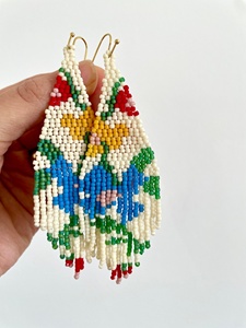 Pendientes de cuentas con diseño floral creativo, hechos a mano, estilo bohemio para mujer – Joyería ligera y a la moda para fiestas y uso diario - Product Image 5