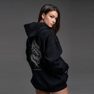 <b>Back</b> Side Rhinestone Hoodies Women Street Fashion Wear Rhinestone Hooded Tops Winter <b>Drop</b> Shoulder Rhinestone Hoodies Women's - Product Image 1