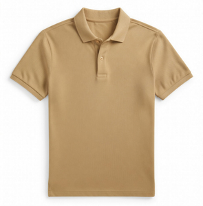 เสื้อเจอร์ซีย์ผ้าฝ้ายสำหรับผู้ชาย สีกากีล้วน แขนสั้น ทรงเข้ารูป ระบายอากาศได้ดี เหมาะสำหรับใส่ลำลอง เล่นกอล์ฟ เทนนิส ทำงาน หรือเป็นยูนิฟอร์ม มีปกเสื้อ - Product Image 1