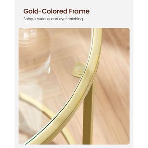 Tavolino in Vetro con Struttura in Metallo, Moderno Tavolino da Caffè Dorato per Soggiorno, Balcone, Camera da Letto - Product Image 5