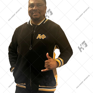 | Delta | Blouson universitaire unisexe noir et jaune Sigma avec tissu en laine imperméable, prêt pour l'hiver, logo frontal - Product Image 4