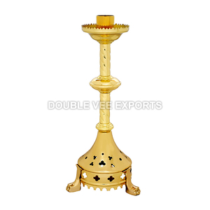 Porte-bougie en laiton massif |   Support de bougie d'autel d'église traditionnel - DOUBLE VEE EXPORTS - Product Image 2