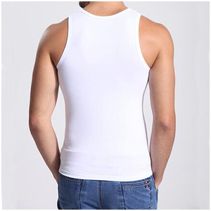 <b>Men's</b> <b>White</b> O-Neck Tank Top Solid Color Casual Sleeveless <b>Vest</b> Knitted Cotton Workout Shirt <b>Men's</b> Tank Tops - Product Image 5