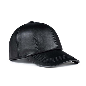 Casquette plate en cuir véritable authentique, style britannique classique, casquette snapback en cuir véritable de qualité supérieure avec sangle réglable - Product Image 1