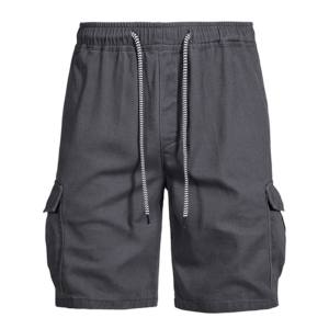 Shorts décontractés pour hommes en mélange de coton, texture jersey douce, taille élastique avec cordon de serrage, style décontracté pour la maison et le bureau, confort optimal - Product Image 2