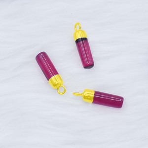 จี้ทรงกระบอกหินแคลเซโดนีสีชมพูร้อนธรรมชาติ หุ้มทอง ประดับอัญมณี งานแฮนด์เมด ของขวัญวันวาเลนไทน์ - Product Image 4