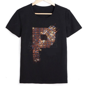 T-shirt pour homme en coton 100% avec strass, design personnalisé, couleur unie, respirant, écologique, séchage rapide, coupe ample, logo imprimé - Product Image 1