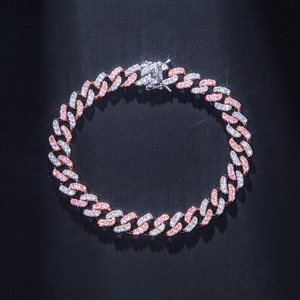 Iced Out <b>White</b> Moissanite Diamond Tennis <b>Bracelet</b> Unisex Hip Hop Style Jewelry Cross Style <b>Bracelet</b> - Product Image 1