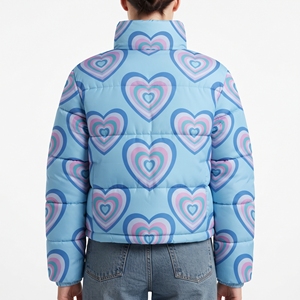 Chaqueta Acolchada con Estampado de Corazones para Mujer, con Cinturón, Sublimada, con Capucha, para Invierno, Abrigo Acolchado, Ropa de Abrigo Informal para Exteriores - Product Image 6