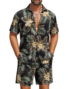 Men Lightweight <b>Set</b> Floral Print Short Sleeve Shirt Beach Shorts Matching Holiday Summer Casual Colorful top mens <b>twin</b> <b>set</b> match - Product Image 5