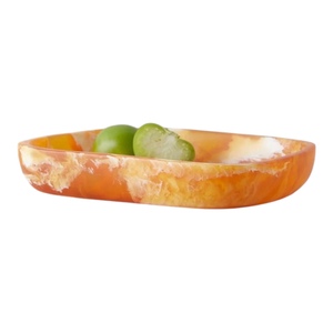 Plateau de service rectangulaire décoratif artisanal en résine ambre orange, style abstrait moderne, pour la maison et la vanité, collection Imperial Crafted Home - Product Image 1