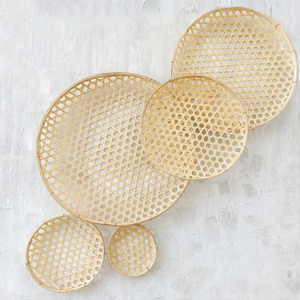 Bandejas de Bambú Hechas a Mano, Bandejas Decorativas para Servir, Platos, Bandeja Redonda, Decoración de Cesta - Product Image 4
