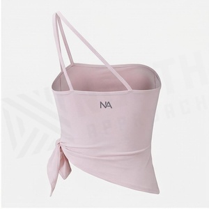 Haut de yoga asymétrique à une épaule North Approach, rose uni, à nouer, sans bretelles, respirant, vêtement de sport - Product Image 2