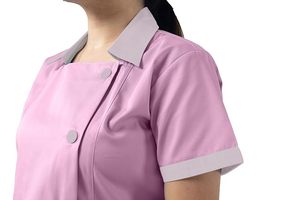 Conjunto de uniforme médico rosa para mujer, de rayón y poliéster, tejido sin costuras, con detección de agujas, para hospital (pantalón y top) - Product Image 4