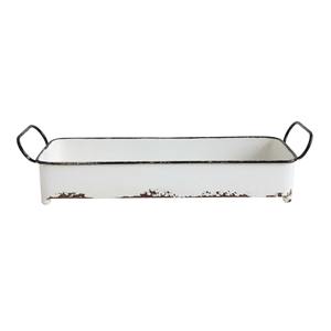 Bandeja Rectangular Rústica de Metal Blanco con Patas Esféricas para Organización de Encimeras de Baño - Product Image 5
