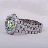 Reloj de Lujo para Hombre con Diamantes Incrustados, Cuarzo Analógico, Cristal, Acero Inoxidable, Personalizado, Resistente al Agua 10