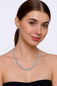 Collar de tenis de diamantes naturales estilo Riviera con cesta redonda de cuatro puntas de oro de 14K, superventas, joyería OEM personalizable - Product Image 3