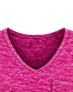 Camiseta de Mujer con Cuello en V, Diseño Abstracto Magenta Personalizado, Manga Corta, con Bolsillo, Ligera, Transpirable, Moda Verano - Product Image 6