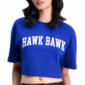 Custom Women's <b>Crop</b> <b>Top</b> Premium Crew Neck Short Sleeve Letter Print Loose Fit Casual Stretch Breathable Comfortable For <b>Crop</b> <b>Top</b> - Product Image 2