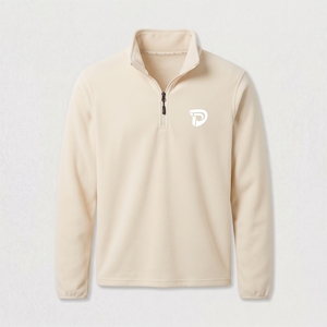 Sudadera de Forro Polar Beige para Hombre Dumela, Cierre de Cremallera de un Cuarto, Corte Regular, Cuello Alto, Transpirable, Informal, para Otoño, con Logotipo Estampado en la Parte Delantera - Product Image 1