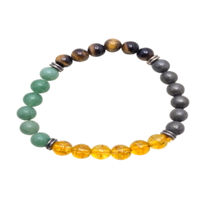 Bracelet en pierres naturelles gravées de qualité supérieure (AAA) : citrine, pyrite, aventurine verte, œil de tigre, 8 mm – Artisanat de pierres précieuses, motif de guérison - Product Image 1