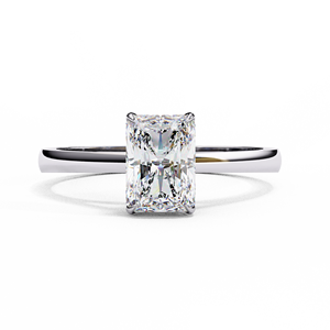 Bague de fiançailles solitaire en diamant de culture radiant taille radiant avec certification IGI, style tendance en or blanc - Product Image 1
