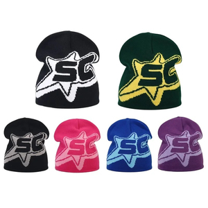 Gorro de punto en espiral con diseño de signo de interrogación, gorro de invierno de acrílico negro y blanco, gorro unisex al por mayor, gorro de calavera desgastado para mujer - Product Image 4