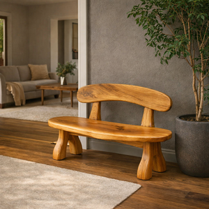 Banc en bois massif artisanal Luxali, vente directe d'usine, design moderne, écologique, durable, 3 places, décoration d'appoint pour la maison - Product Image 1