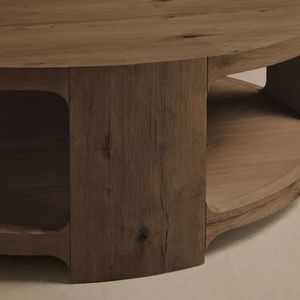 Mesa de centro redonda de madera de teca maciza Noventra, mesa de centro de madera, muebles modernos para sala de estar, colección Hotel Cafe Indonesia - Product Image 3