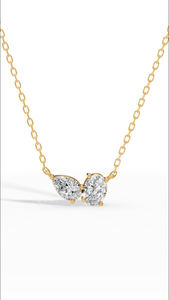 Elegant <b>Necklace</b> Oval Pear Cut Lab Grown Diamond 925 silver for Engagement Gift Everlasting Harmony Connection Pendant <b>Necklaces</b> - Product Image 3