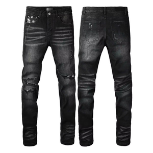 Nouveau design, vêtements d'été et de printemps Y2K, streetwear, jeans vintage avec patchs, jeans en denim personnalisés pour hommes, pantalons empilés pour hommes, jeans déchirés - Product Image 3