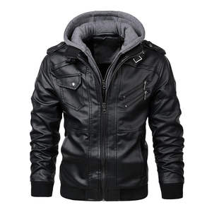 Chaqueta de Cuero para Hombre, Estilo Motero, con Doble Cremallera y Cuello Alto, Tallas Grandes, Logotipo Personalizado, Impermeable y Transpirable - Product Image 1