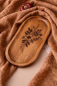 Luxury Handcrafted Modern Eco-Friendly Durable Wooden Oval Jewelry Tray Floral Engraving Decorative Catchall Organizer for Home - Product Image 2