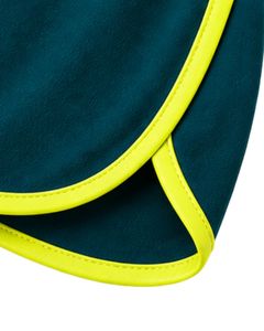 Shorts de sport pour femmes vert sarcelle avec bordure jaune fluo, séchage rapide, respirant, pour la gym, le fitness, décontracté, été, vêtements de sport actifs - Product Image 3